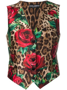 Dolce & Gabbana леопардовый жилет с цветочным принтом