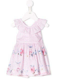 Lapin House платье в клетку с принтом роз