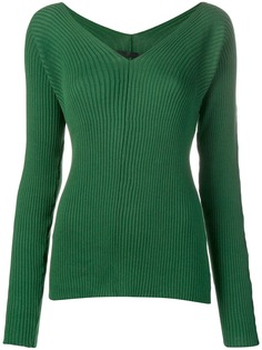 Haider Ackermann джемпер в рубчик V-образным вырезом
