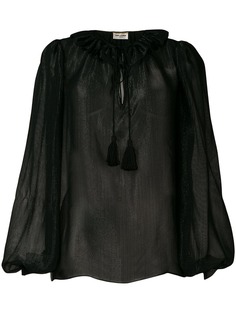Saint Laurent блузка с оборками и люрексом