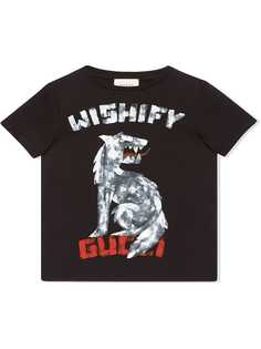 Gucci Kids футболка с принтом волка