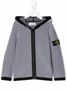 Stone Island Junior толстовка на молнии с капюшоном в полоску