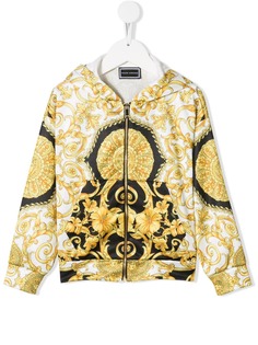 Versace Kids толстовка на молнии с капюшоном и узором в стиле барокко