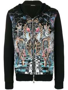 Balmain толстовка на молнии с капюшоном и принтом