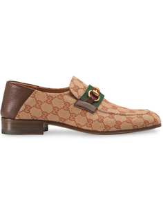 Gucci лоферы Horsebit с узором GG