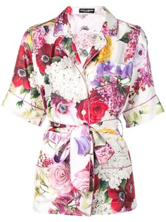 Dolce & Gabbana блузка в пижамном стиле с поясом