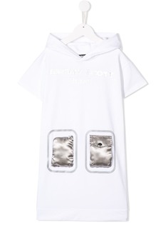 Jeremy Scott Junior платье с капюшоном и атласными карманами