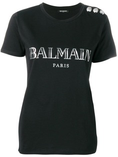 Balmain футболка с контрастным принтом логотипа