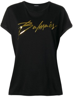Balmain футболка с логотипом-подписью