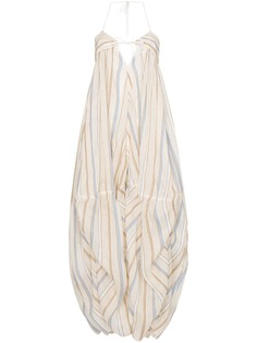 Jacquemus длинное платье халтер с вышитыми полосками