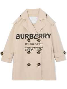 Burberry Kids габардиновый тренч с принтом