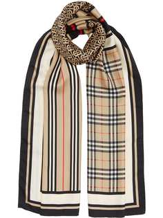 Burberry кашемировый шарф с узором в клетку и полоску с монограммами