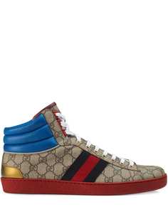 Gucci высокие кроссовки Ace с узором GG