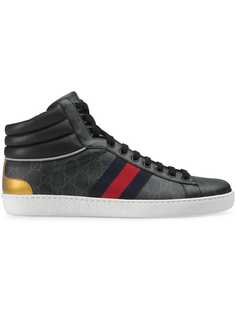 Gucci высокие кроссовки Ace с узором GG