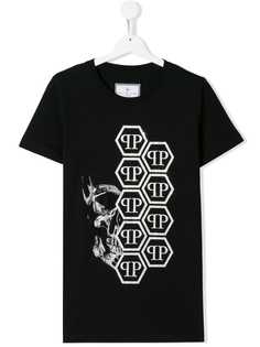 Philipp Plein Junior футболка с изображением черепа из страз