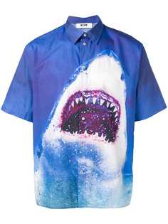 MSGM рубашка с короткими рукавами и изображением акулы