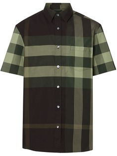 Burberry эластичная рубашка в клетку с короткими рукавами