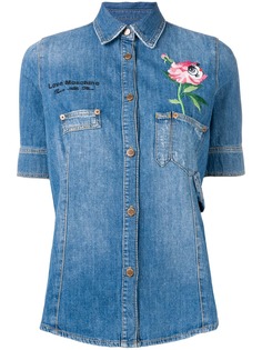Love Moschino джинсовая рубашка с цветочной вышивкой