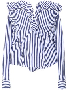 MarquesAlmeida полосатая блузка с оборками и открытыми плечами