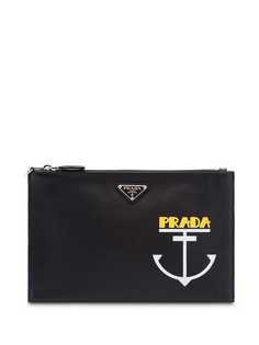 Prada клатч с якорем и логотипом