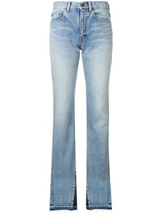 Saint Laurent расклешенные джинсы с контрастными вставками