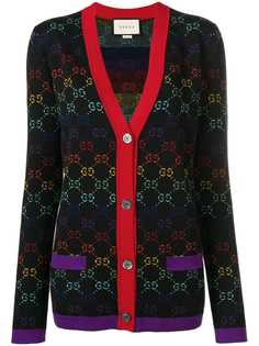 Gucci кардиган с V-образным вырезом и узором GG