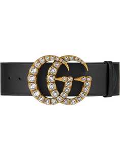 Gucci ремень с отделкой кристаллами и логотипом GG на пряжке