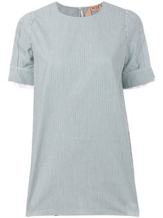 Nº21 полосатый топ с разрезами и декором на рукавах