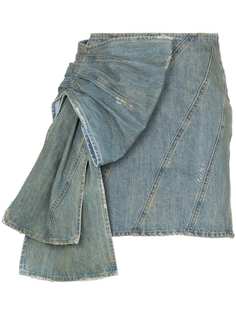 Miu Miu джинсовая юбка мини с декоративным бантом