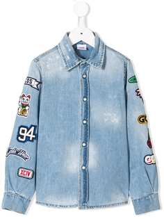 Gcds Kids джинсовая рубашка с вышитым логотипом