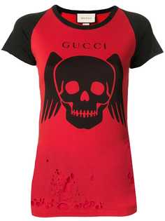 Gucci футболка с принтом и прорезями