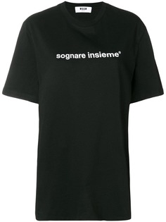 MSGM футболка с надписью Sognare Insieme