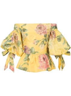 Marchesa блузка с открытыми плечами и цветочным принтом