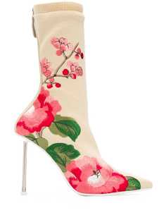 Alexander McQueen ботильоны-носки на каблуке с цветочным принтом