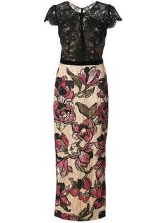 Marchesa Notte платье с кружевом и пайетками