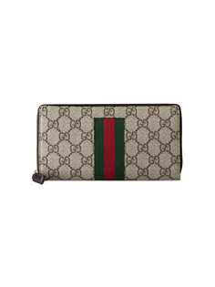 Gucci кошелек с круговой молнией Web GG Supreme