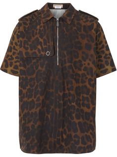 Burberry леопардовая рубашка с короткими рукавами