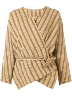 Issey Miyake Pre-Owned полосатая блузка с запахом