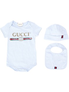 Gucci Kids комплект из боди, шапки и нагрудника с логотипом