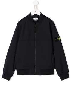 Stone Island Junior куртка-бомбер с нашивкой на рукаве
