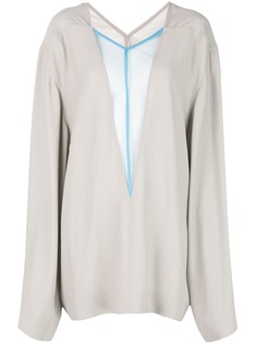 Rick Owens блузка оверсайз с прозрачной вставкой