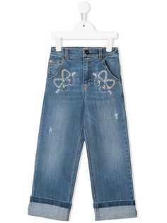 Elisabetta Franchi La Mia Bambina прямые джинсы с бантом