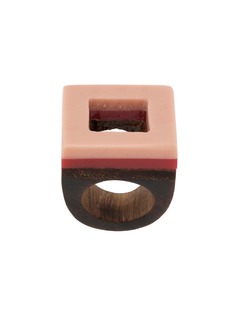 Marni квадратное деревянное кольцо