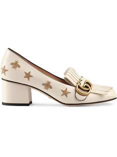 Gucci туфли-лодочки с вышивкой на каблуке средней высоты