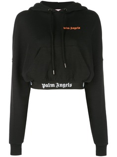 Palm Angels укороченная толстовка с капюшоном и логотипом
