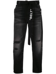 Off-White прямые джинсы с низким шаговым швом