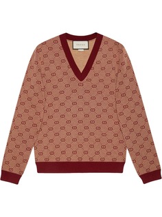 Gucci джемпер GG с V-образным вырезом