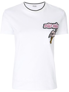Miu Miu футболка с вышивкой Flamingo 