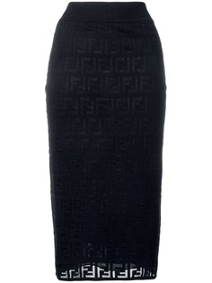 Fendi юбка миди с узором FF