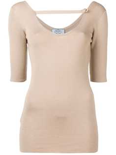 Prada трикотажный топ с декоративным ремешком